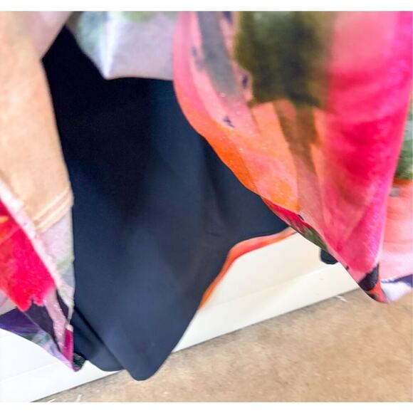 NWT Kay Unger Watercolor Floral V-Neck Maxi A-Line Dress Multicolor Size 6 - Picture 7 of 10